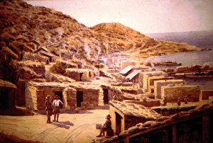 Anzac Gallery: Anzac Bay, Troopships and Stores, Mudros in the distance