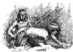 Images Dated 8th July 2004: Apache native American Indians attacking a ranch, c.1887