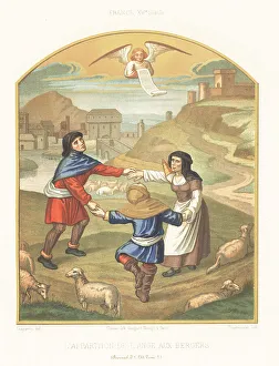 Charles Louandre Prints: The apparation of the angel to the shepherds