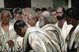 Fresco Prints: Appius Claudius the Censor (340-273 BC). Engraving. Colored
