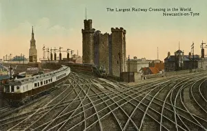 Claiming Prints: The approach to Newcastle station, claiming to be the Largest Railway Crossing in