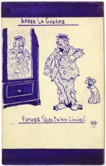 Scruffy Prints: Apres la Guerre no. 5 - postcard drawn by George Ranstead