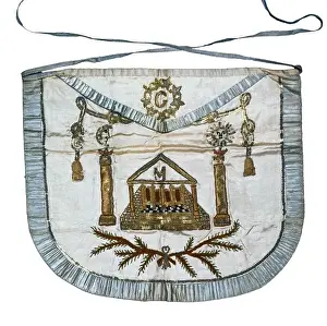 Masonry Prints: Apron of Master Mason, 19th c. Textiles. FRANCE