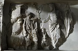 Images Dated 17th March 2009: Ara Pacis Augustae. Aeneas sacrificing to the Penates. Relie