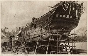 Images Dated 21st October 2016: Arab dhow under construction, Bombay Harbour, India