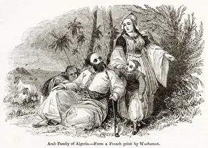 Images Dated 13th August 2021: Arab family, Algeria, North Africa. Date: 1840
