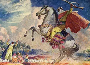 Lifestyle Prints: Arab man on white horse Date: 1941