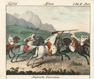Muskets Prints: Arab military exercises: mounted cavalry charging