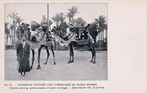 Camels Prints: Arab Wedding - Drummers mounted on camels - Syria