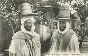 Algerian Prints: Two Arabian men in fabulous hats - Algeria