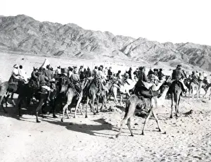 Arabs patrol on the march, Middle East, WW1