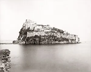 Aragonese Prints: Aragonese Castle, Ischia, Naples, 1880 s