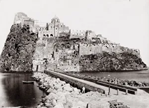 Connects Prints: Aragonese medieval castle next to Ischia, Naples, Italy