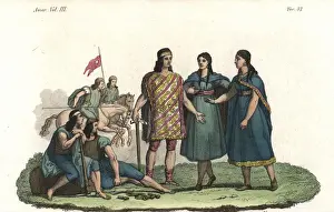 Tunic Prints: Araucanian Mapuche or Moluche leader with tunic and axe