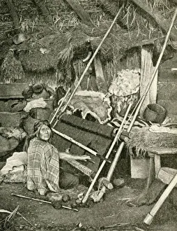 Araucana Gallery: Araucanian woman weaving, Chile, South America