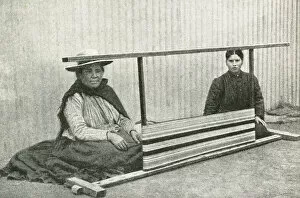 Chilean Gallery: Two Araucanian women weaving, Chile, South America