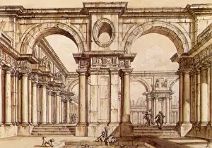 Arcade and Roman Bath Date: 1746
