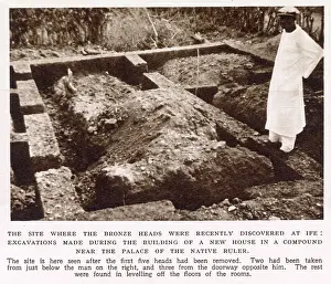 Nigeria Prints: The archaeological excavations which located a number of stunning bronze heads at Ife