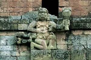 Maya Collection: Archaeological Site of Copan. Howler monkey god statue. Temp