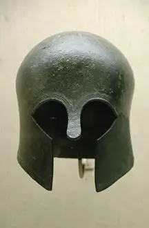 Archaic bronze helmet. Corinthian type. 700-675 B. C. Greece