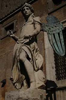 Archangel Michael, 1544. Statue by Raffaello da Montelupo (1