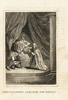 Virtue Prints: Archbishop Anselm exiled by the English king, 12th century