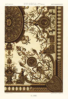 Racinet Prints: Arched gilded ceiling, 17th century
