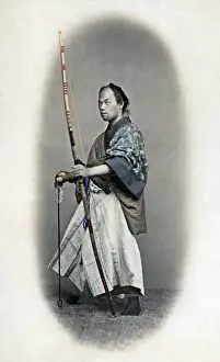 Archer with bow and arrow, Japan, circa 1870