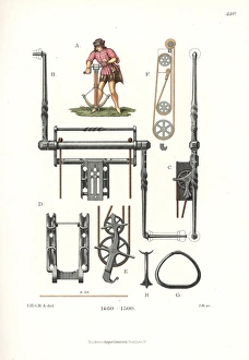 Artworksandappliancesfromthemiddleagestothe17thcentury Collection: Archer with two-pulley winch crossbow