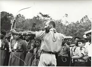 Archery demonstration at combined camp, British Guyana