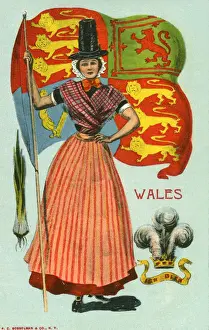 Shawl Prints: Archetype - Personification of Wales - Traditional Costume