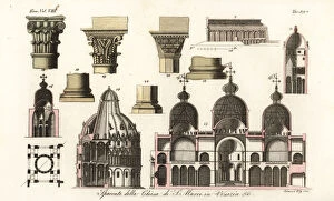 Images Dated 5th December 2019: Architectural details of St. Marks Basilica Venice, 1823