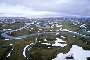Siberia Collection: Arctic tundra in spring - an aerial view from a helicopter