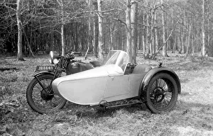 Sidecar Prints: Ariel 1938 NG 350cc motorcycle with sidecar
