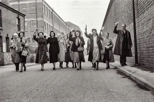 Haymarket Prints: Aristoc staff celebrating, Nottingham, Langley Mill Date: 1950