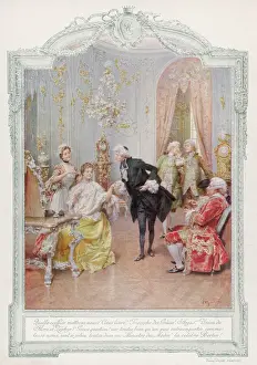 Aristocratic French lady receives morning visitors