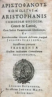 Dramatist Prints: Aristophanes (c. 446 BC c. 386 BC). Cover of his comedies