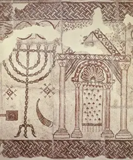 Mosaic Prints: The Ark of the Covenant and the Menorah. Mosaic