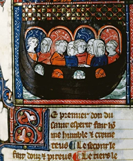 The Ark of Noah. Miniature. Doctrine Chretienne. 13th centur The Ark of Noah. Miniature. Doctrine Chretienne. 13th centur