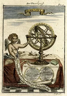 1719 Collection: Armillary sphere with zodiac