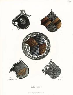 Bavarian Collection: Armorial shields of the crossbowmens guild, late