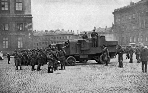 Images Dated 12th May 2017: Armoured car in St Isaacs Square, Petrograd, Russia