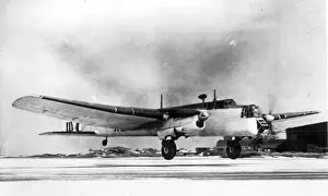 Aerials Prints: Armstrong Whitworth Whitley VII of 612 Squadron takes off