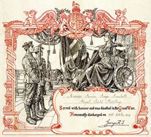 Postwar Collection: Army Certificate of Honourable Discharge, WW1