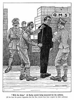 Recruit Gallery: With the Army, Derby recruit measured for uniform, WW1