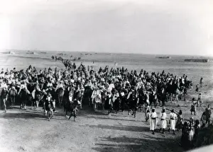 Faisal Prints: Army of Emir Faisal entering Zenbr, Palestine, WW1