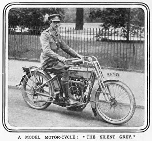 Sits Prints: An army officer sits astride a Silent Grey Harley Davidson
