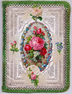 Arrangement of assorted flowers on a greetings card