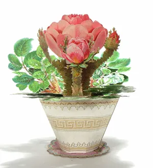 Arrangement of flowers on a cutout greetings card