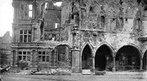 Arras ruined by German shells: Damage done to the sixteenth